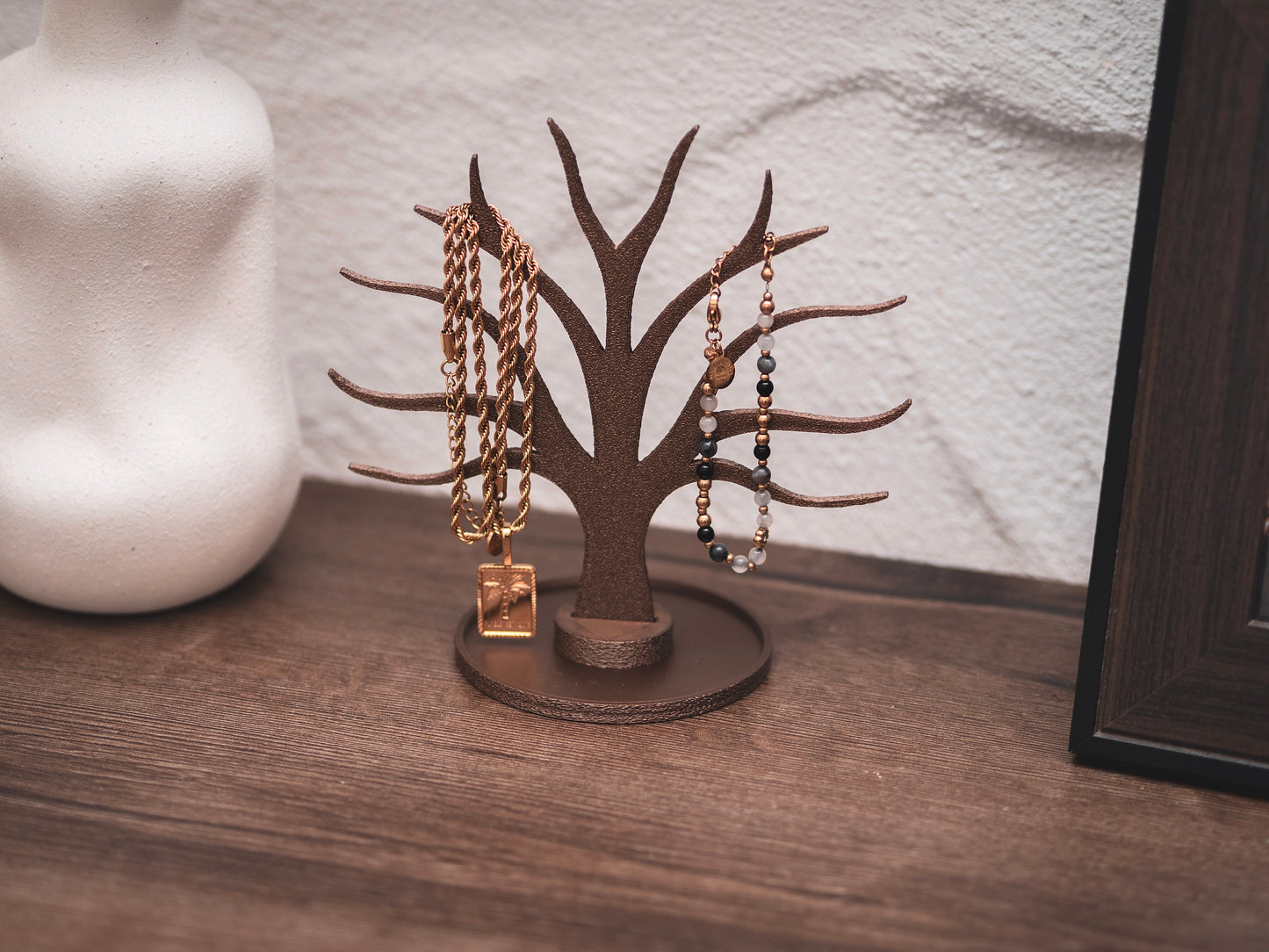 Schmuckständer Baum für Armbänder, Ringe, Earcuffs, Creolen mit Ablage