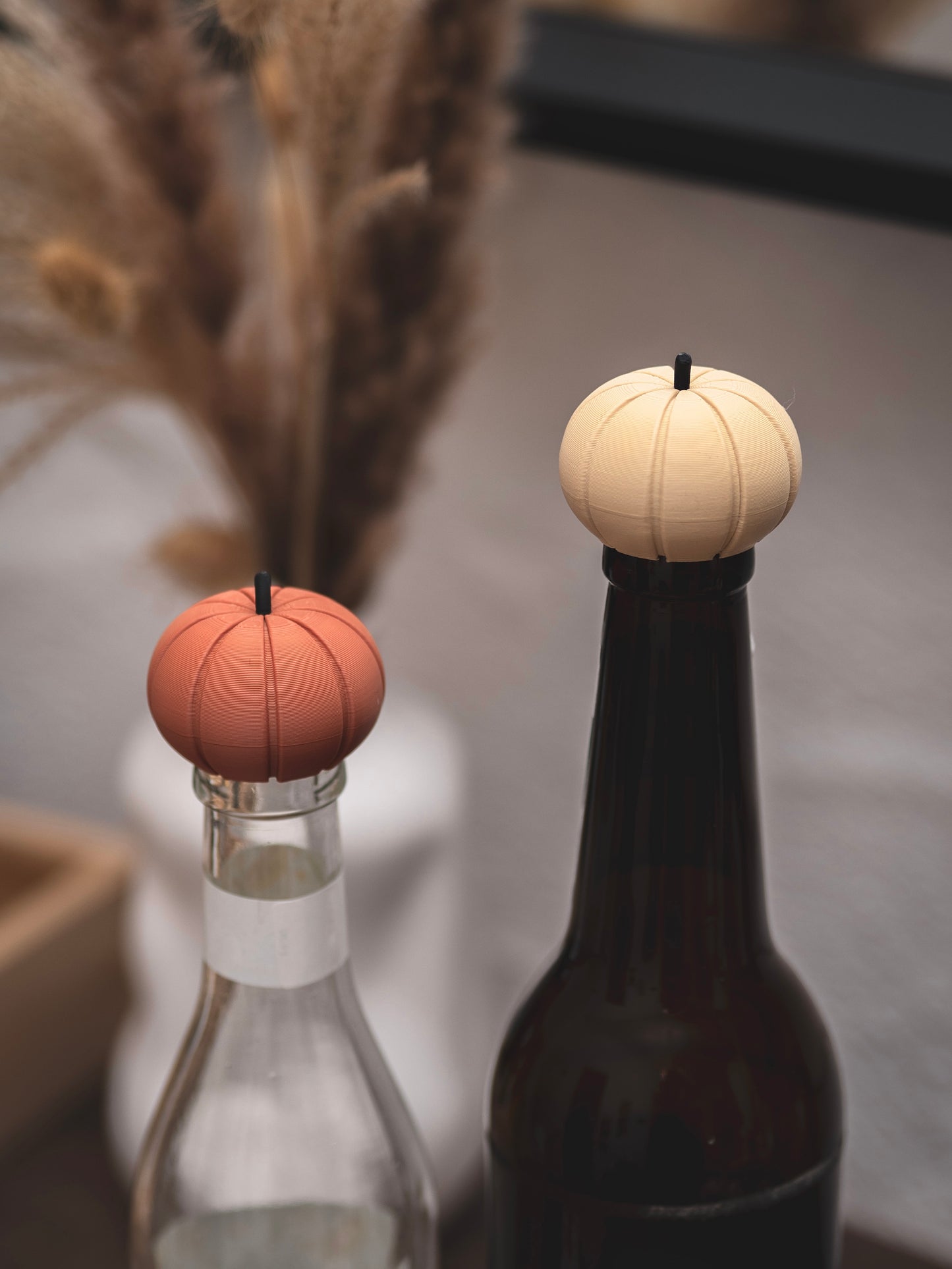 Flaschendeckel Kürbis für Bier, Limo & kl. Sektflaschen | terracotta & beige