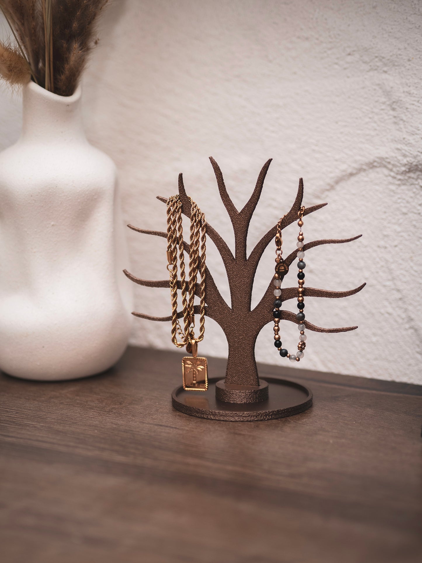 Schmuckständer Baum für Armbänder, Ringe, Earcuffs, Creolen mit Ablage