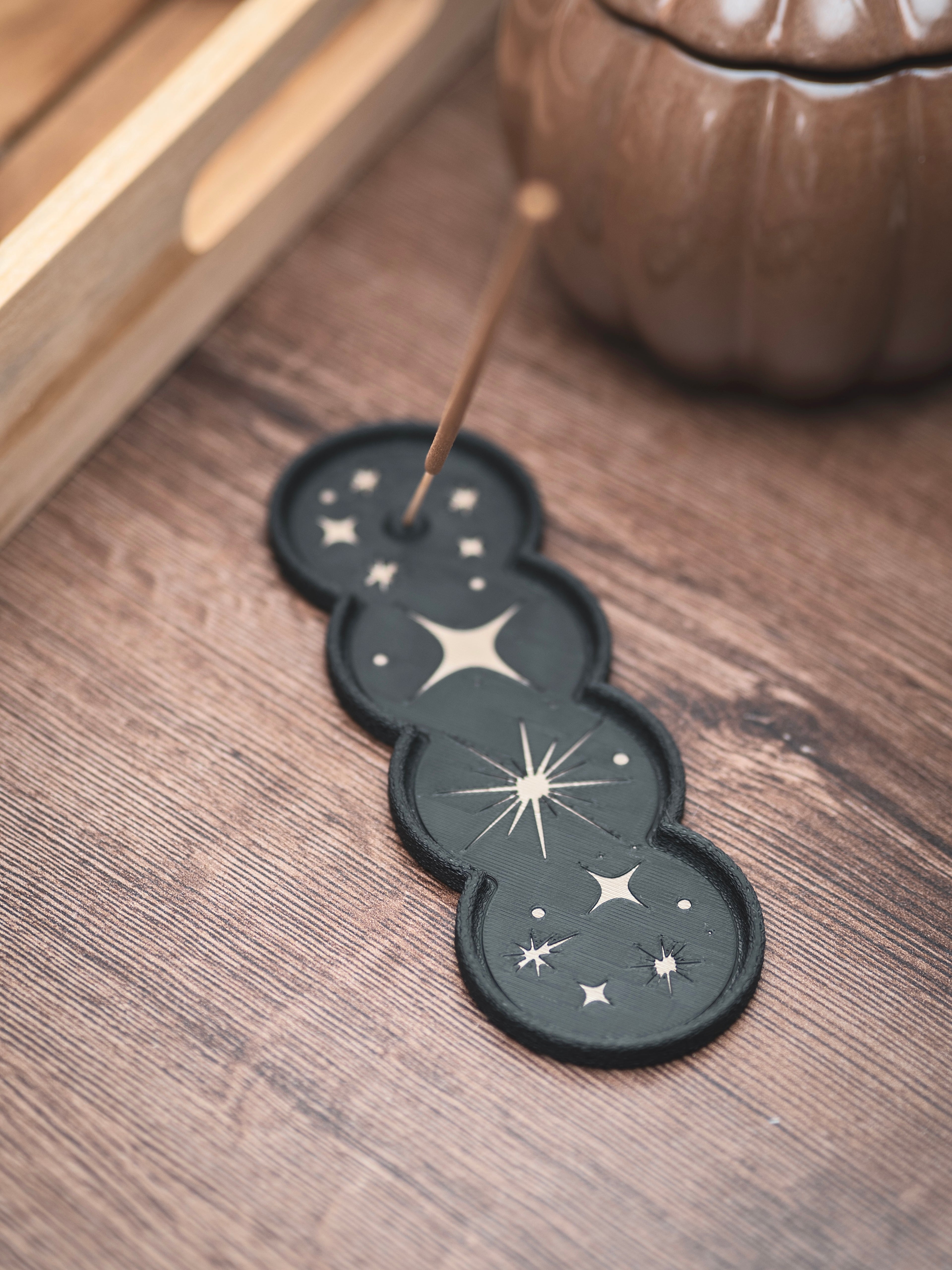 Räucherstäbchen Halter Sterne | 16 cm - schwarz iridiumgold