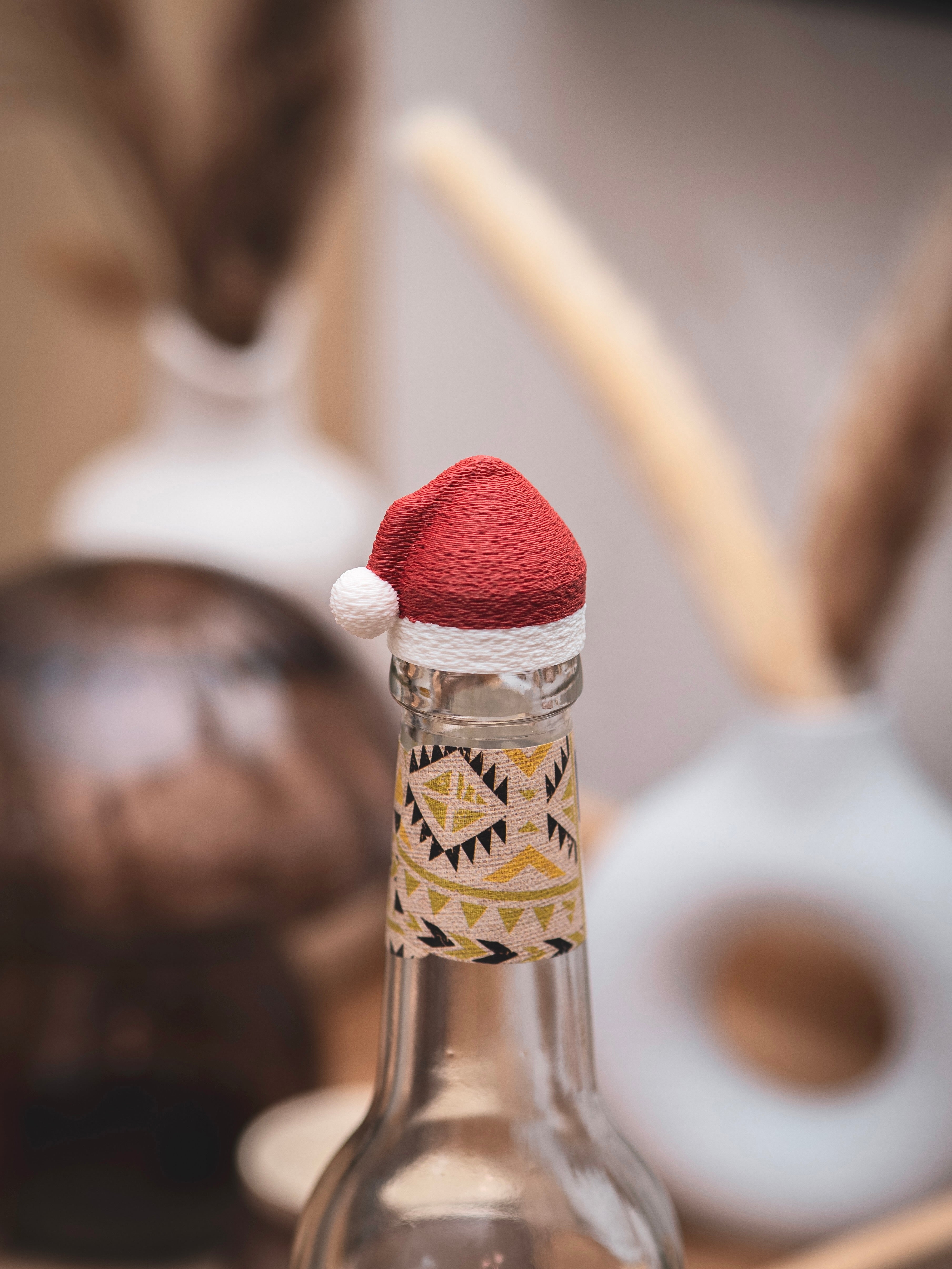 Flaschendeckel Weihnachtsmütze für Bier, Limo & kl. Sektflaschen