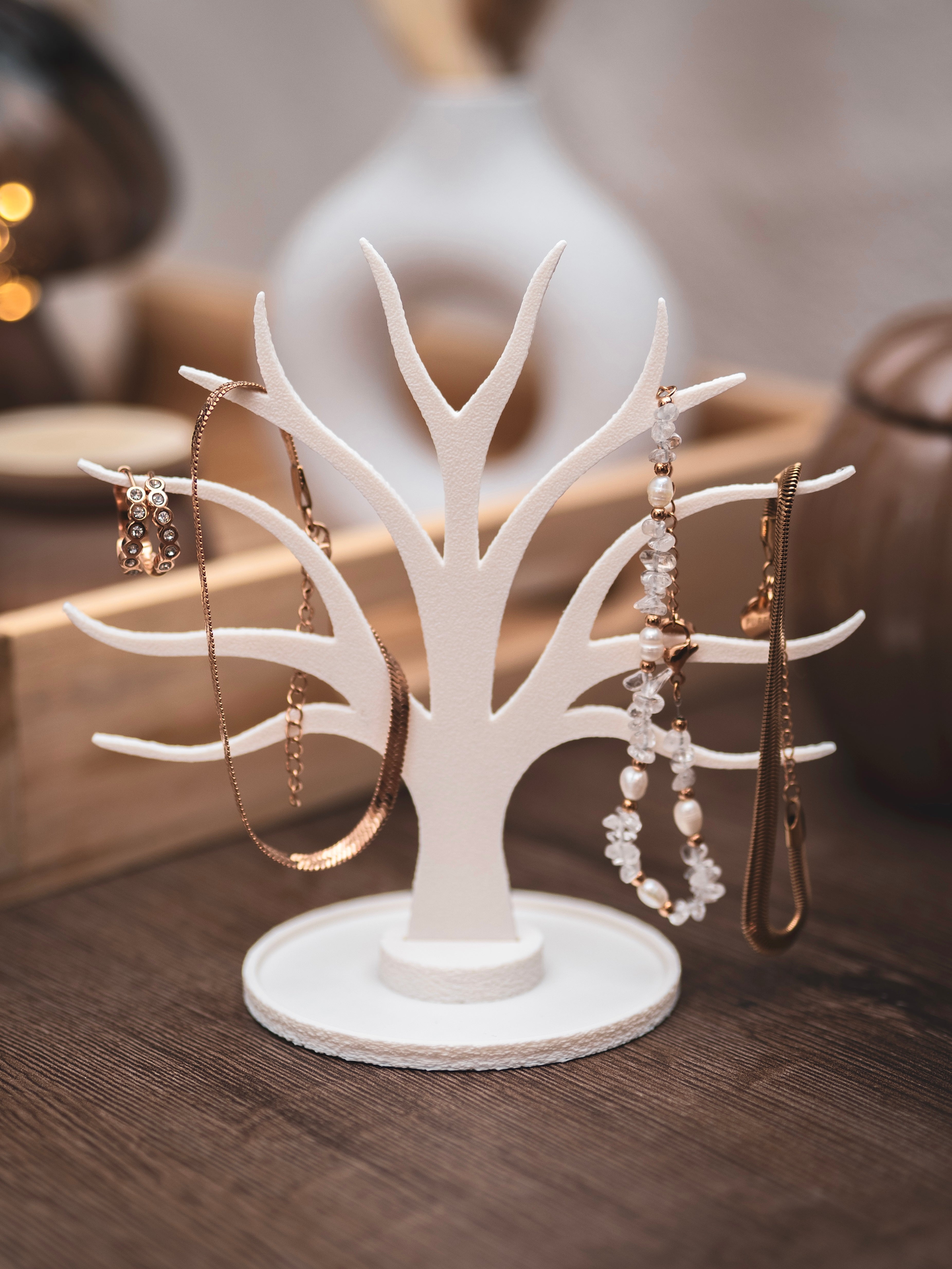 Schmuckständer Baum für Armbänder, Ringe, Earcuffs, Creolen mit Ablage
