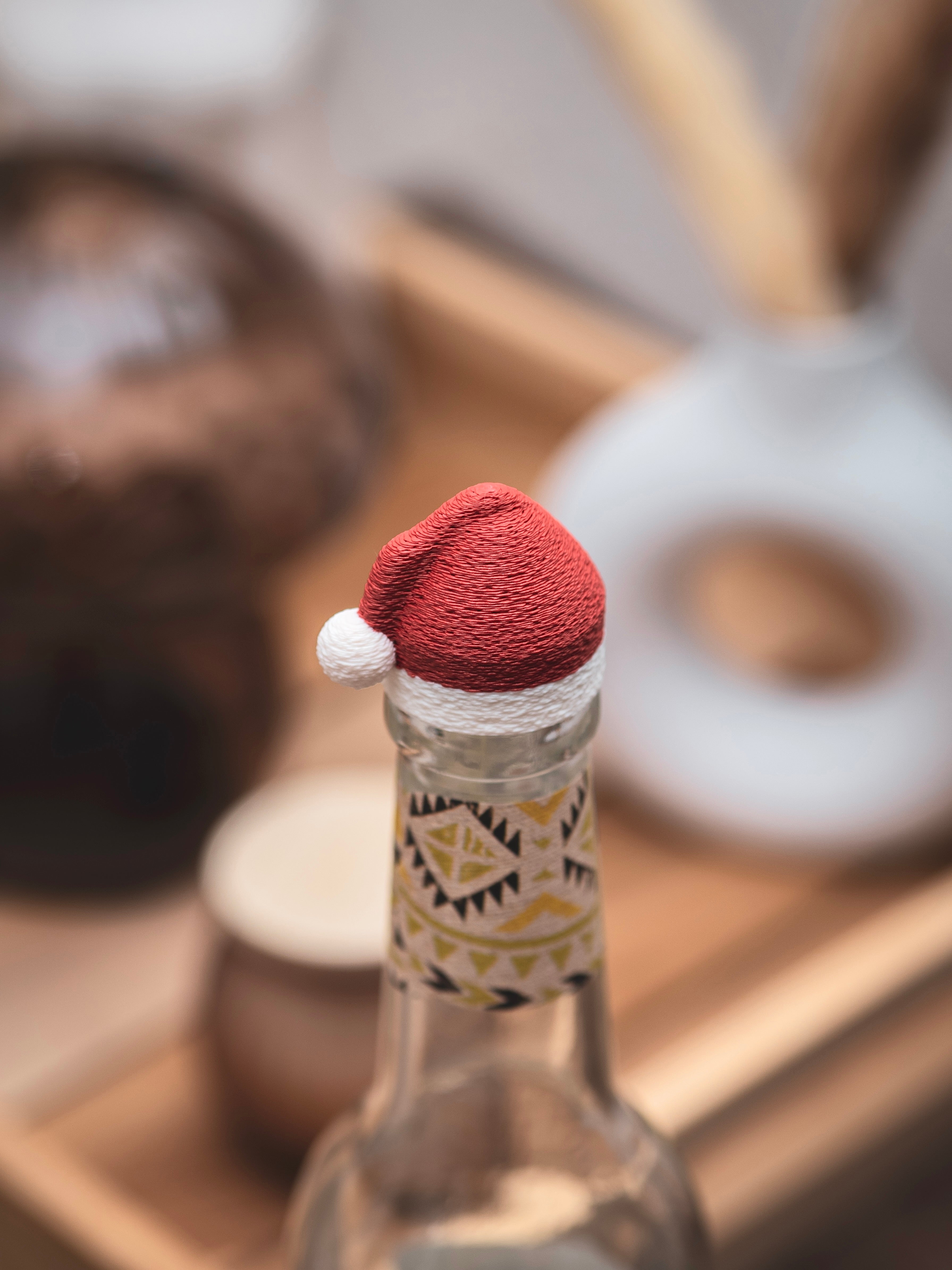 Flaschendeckel Weihnachtsmütze für Bier, Limo & kl. Sektflaschen