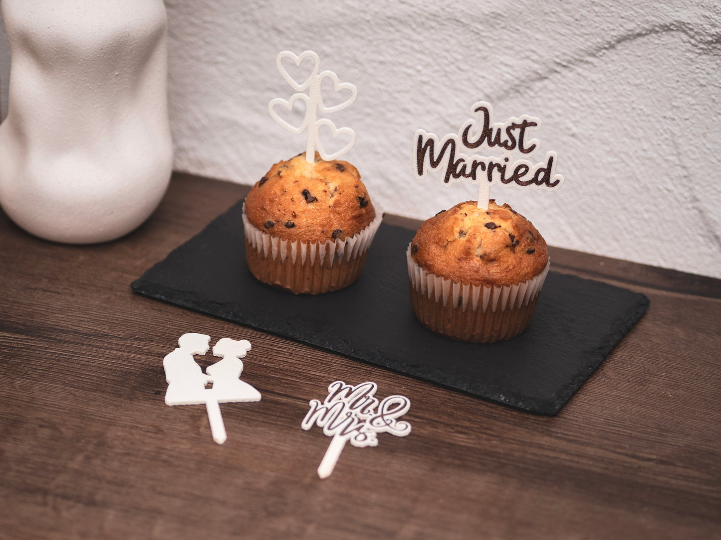 Muffin Topper Hochzeits-Set Mr. & Mrs. Just Married