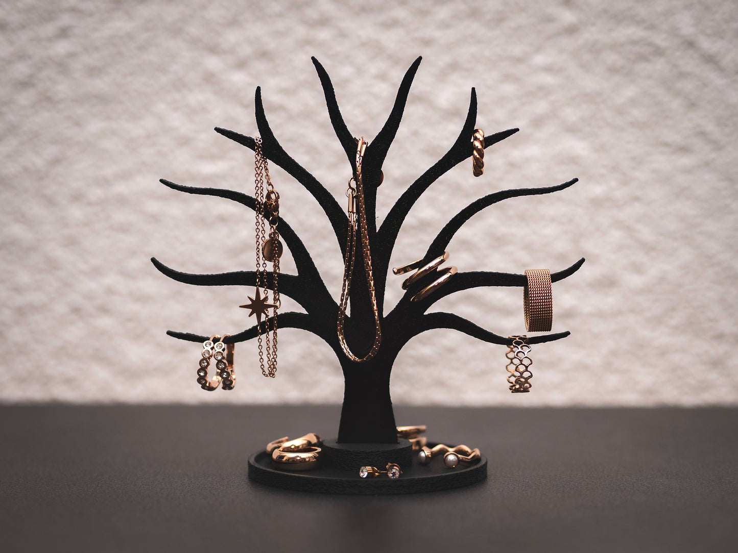 Schmuckständer Baum für Armbänder, Ringe, Earcuffs, Creolen mit Ablage