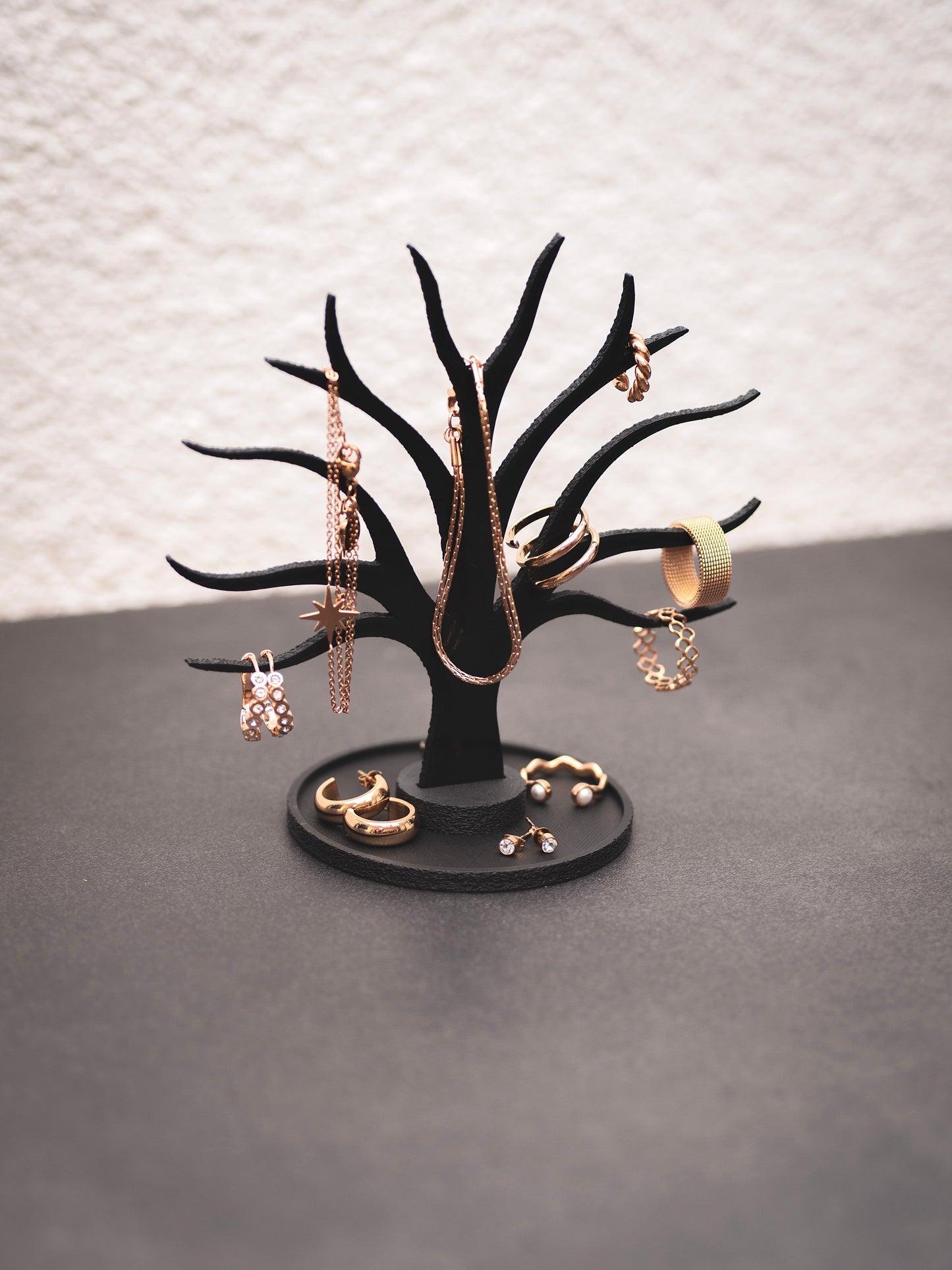Schmuckständer Baum für Armbänder, Ringe, Earcuffs, Creolen mit Ablage