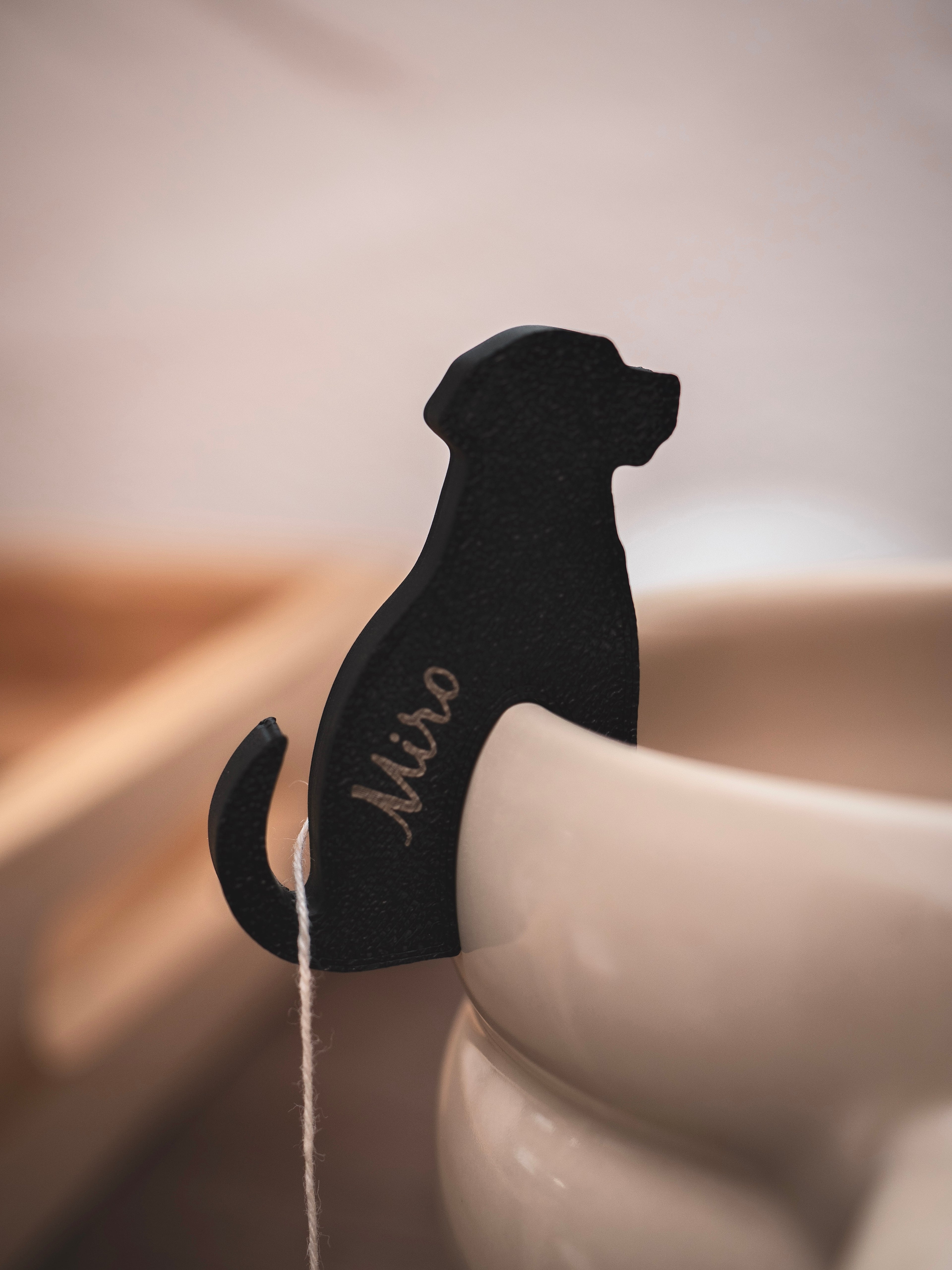 Teebeutelhalter Katze oder Hund in schwarz | personalisierbar