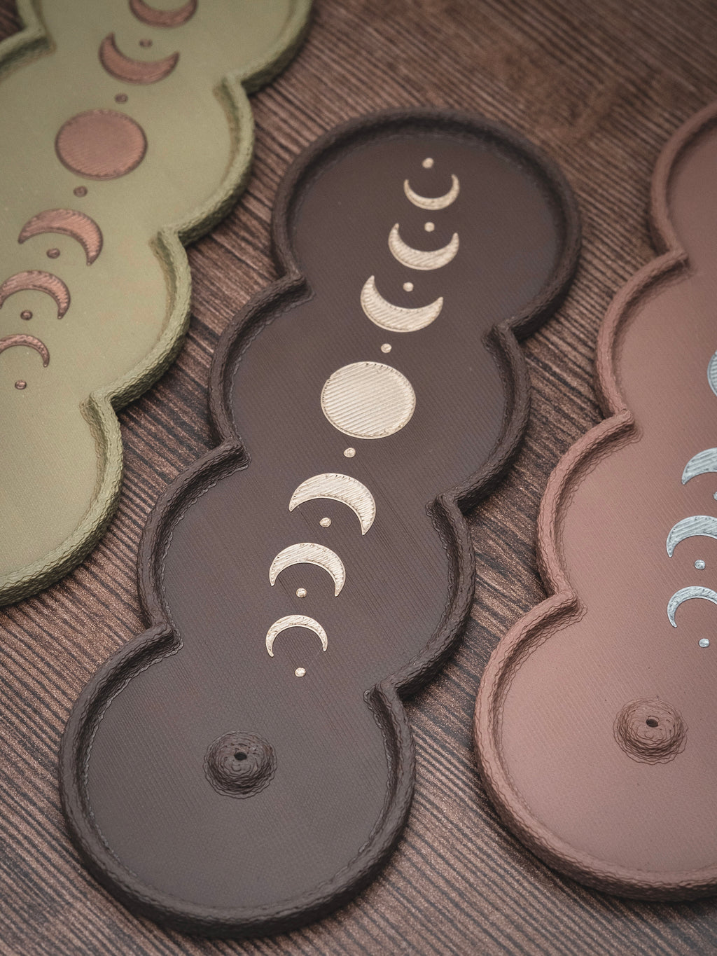 Räucherstäbchen Halter Mondphasen | 16 cm - verschiedene Farben | + 1 Gratis Räucherstäbchen