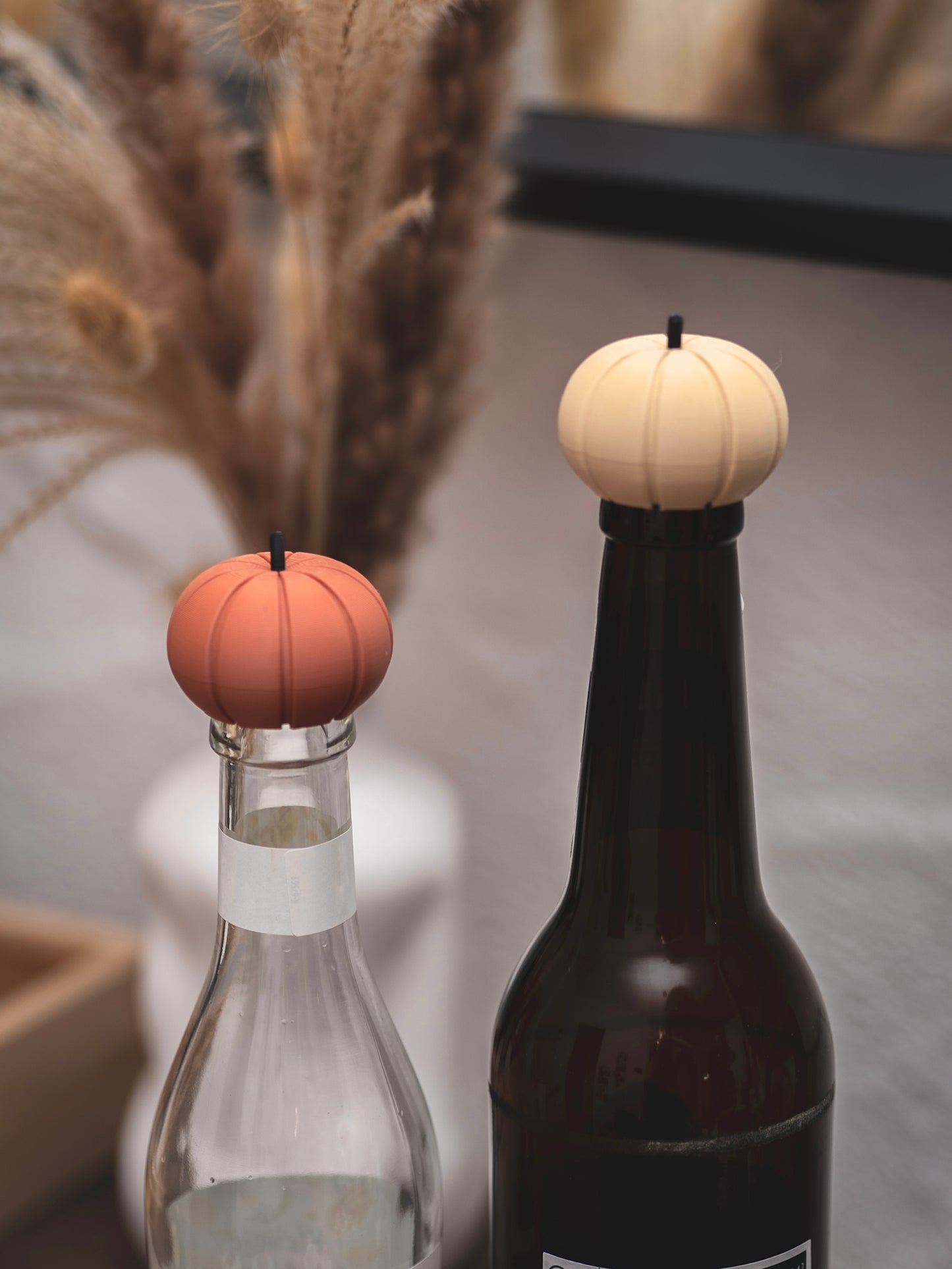 Flaschendeckel Kürbis für Bier, Limo & kl. Sektflaschen | terracotta & beige
