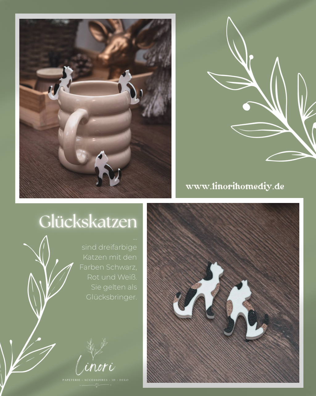 Teebeutelhalter Katze Set | 22 Farben | NEU Glückskatze