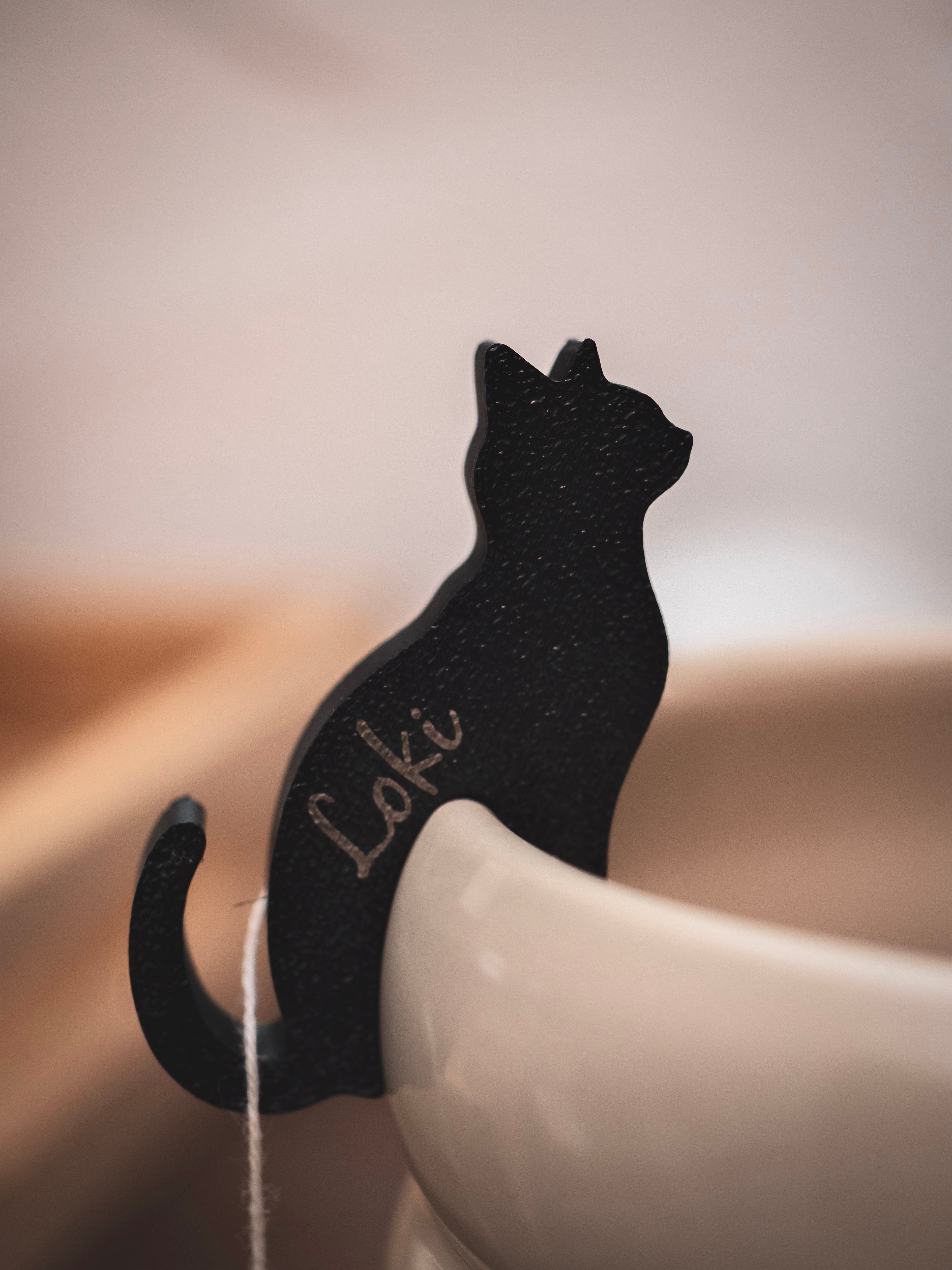 Teebeutelhalter Katze oder Hund in schwarz | personalisierbar