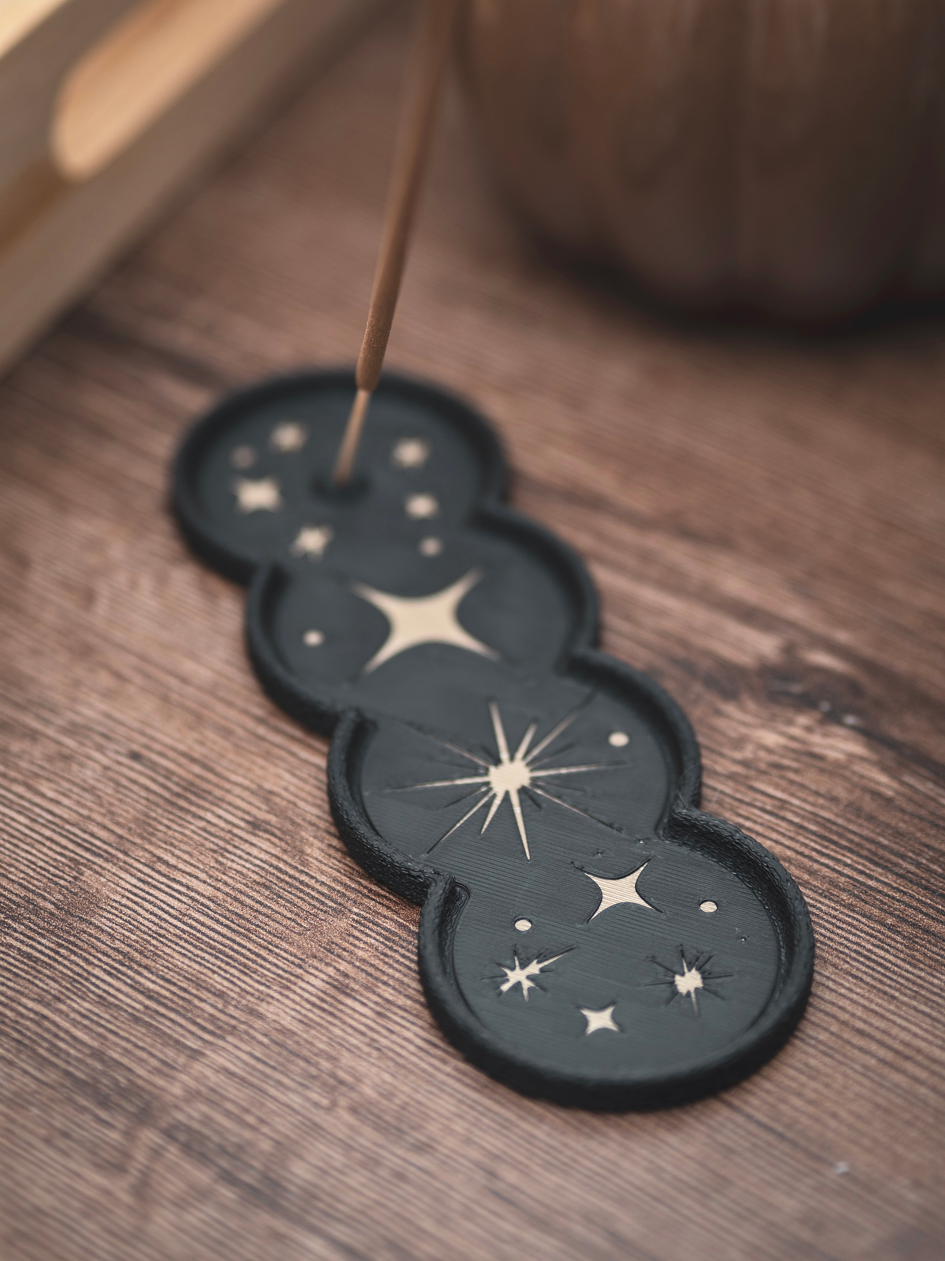 Räucherstäbchen Halter Sterne | 16 cm - schwarz iridiumgold