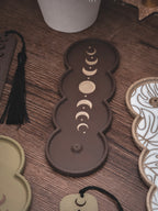 Räucherstäbchen Halter Mondphasen | 16 cm - verschiedene Farben | + 1 Gratis Räucherstäbchen