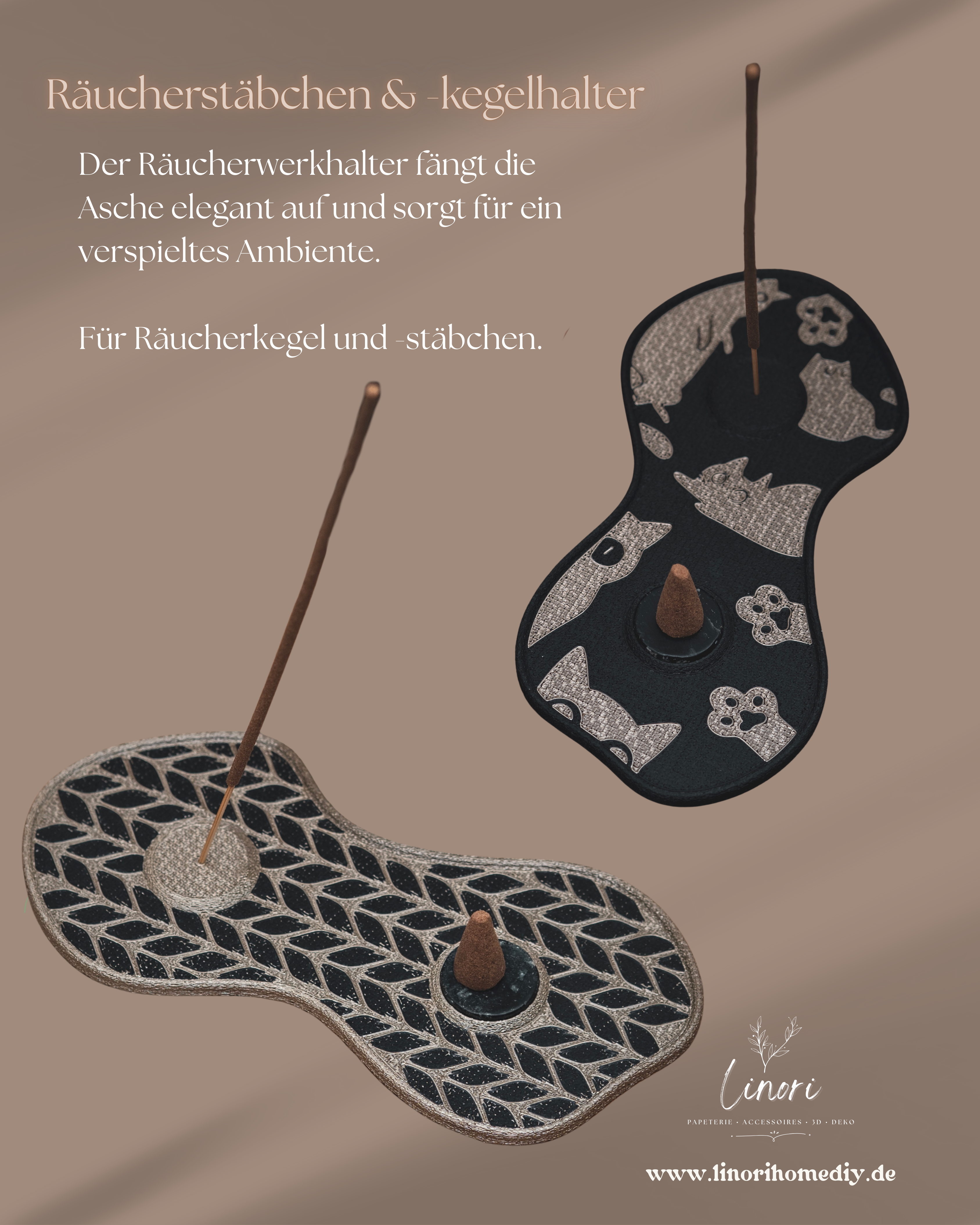 Räucherstäbchen & -kegel Halter Leo | 18 cm - verschiedene Farben | + 1 Gratis Räucherstäbchen