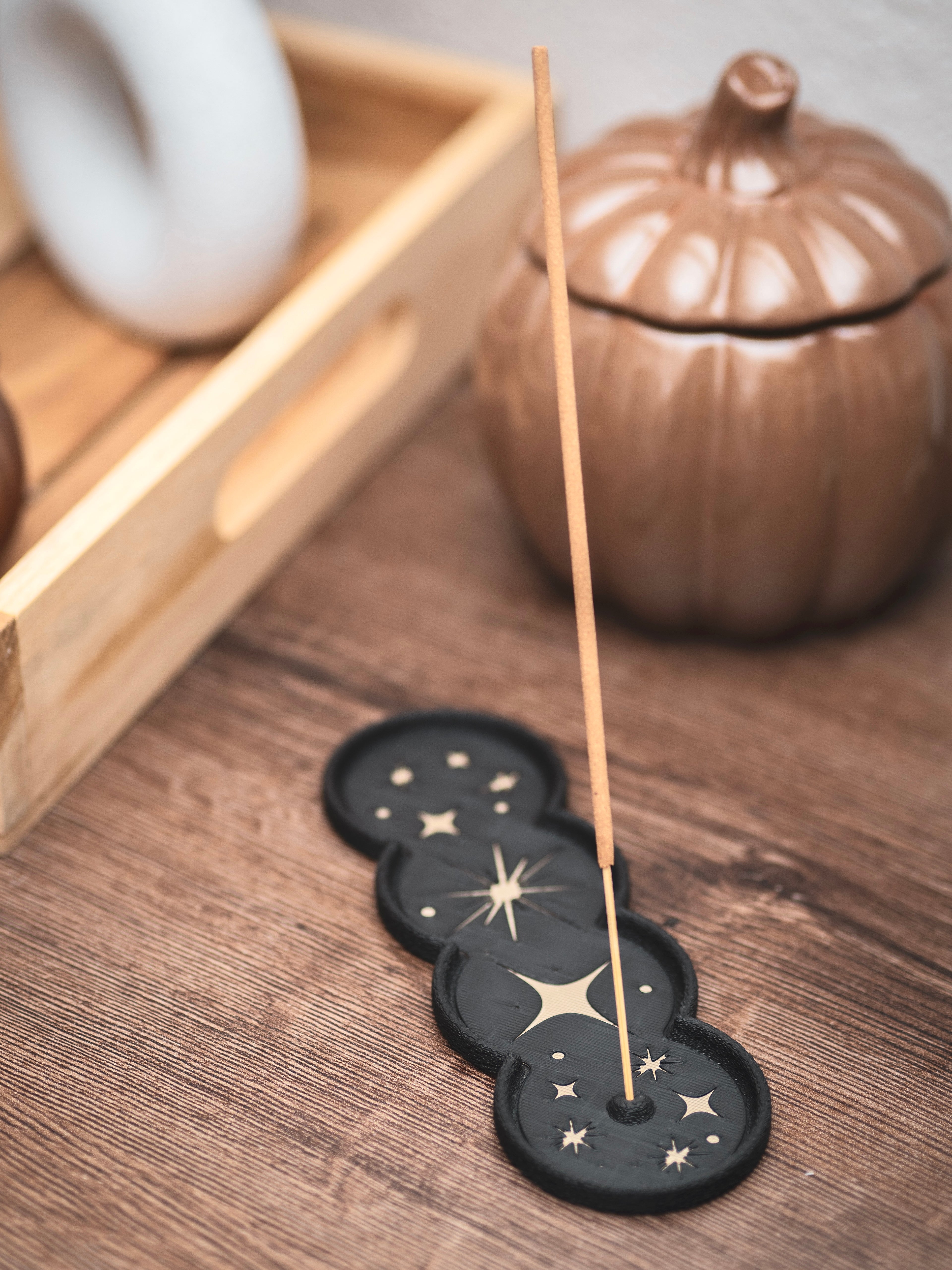 Räucherstäbchen Halter Sterne | 16 cm - schwarz iridiumgold