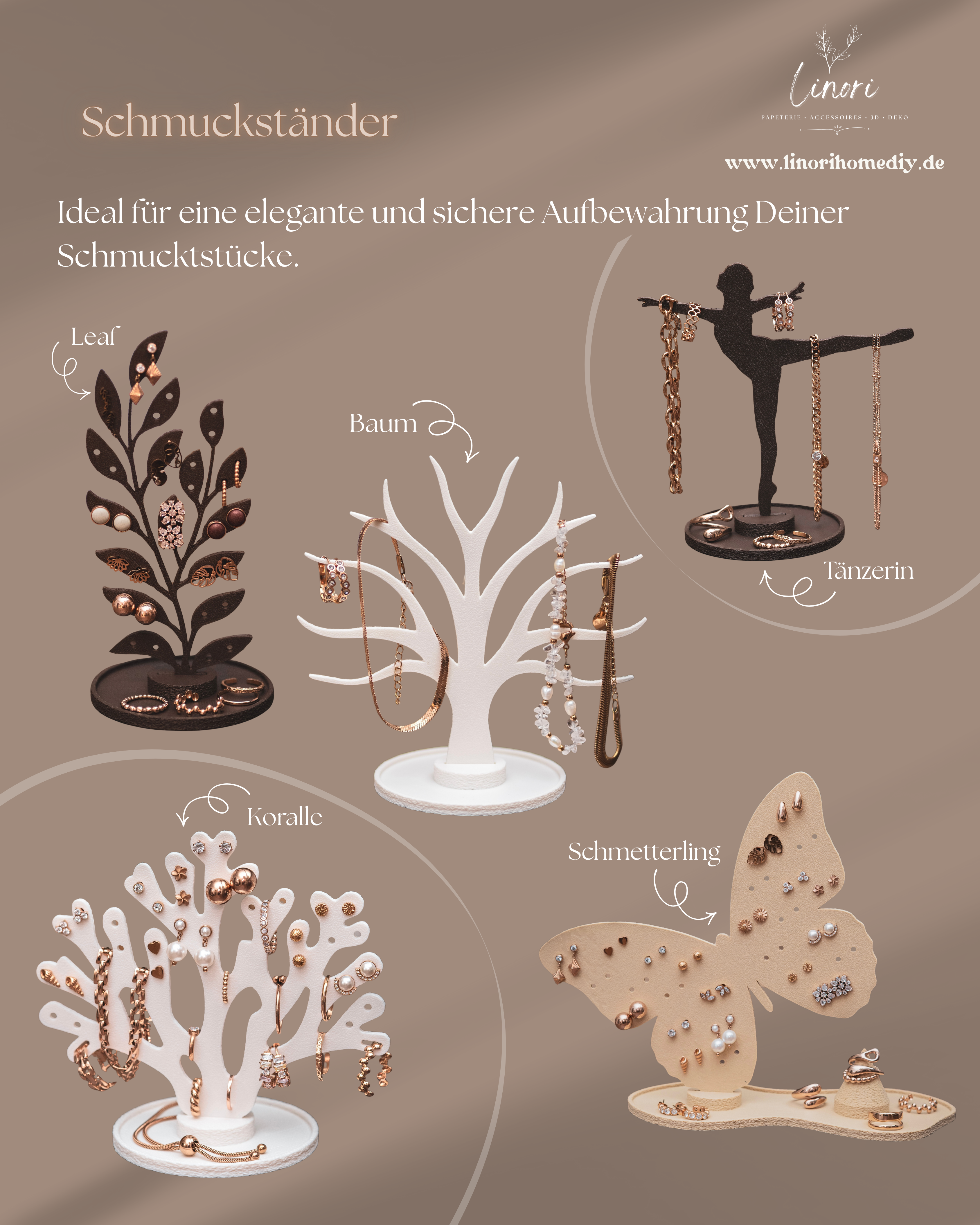 Schmuckständer Leaf für Ohrstecker mit kleiner Ablage