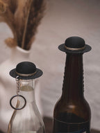 Flaschendeckel Sommerhut für Bier, Limo & kl. Sektflaschen | schwarz | auch als Schlüsselanhänger