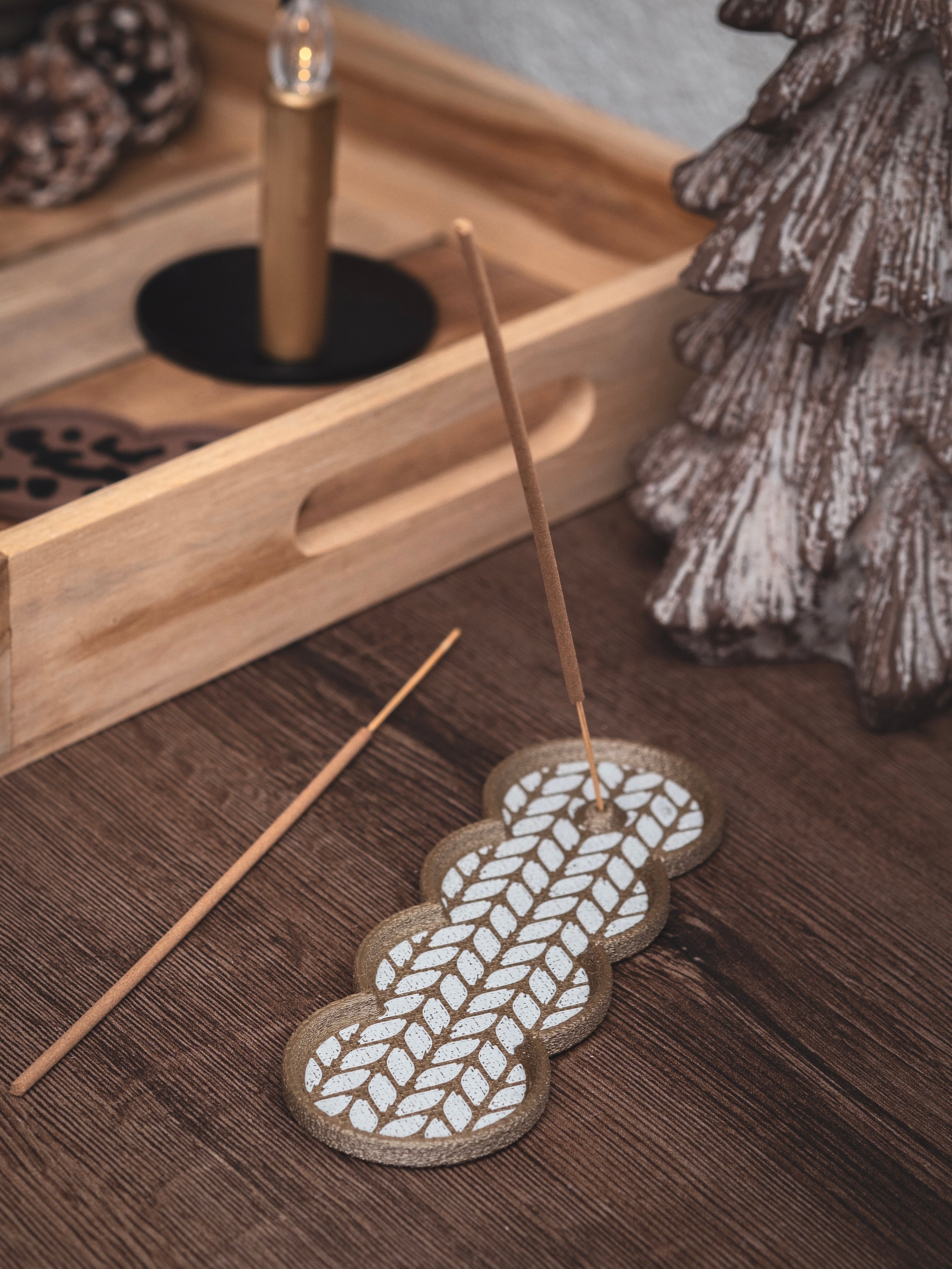 Räucherstäbchen Halter Strick | 16 cm - verschiedene Farben | + 1 Gratis Räucherstäbchen