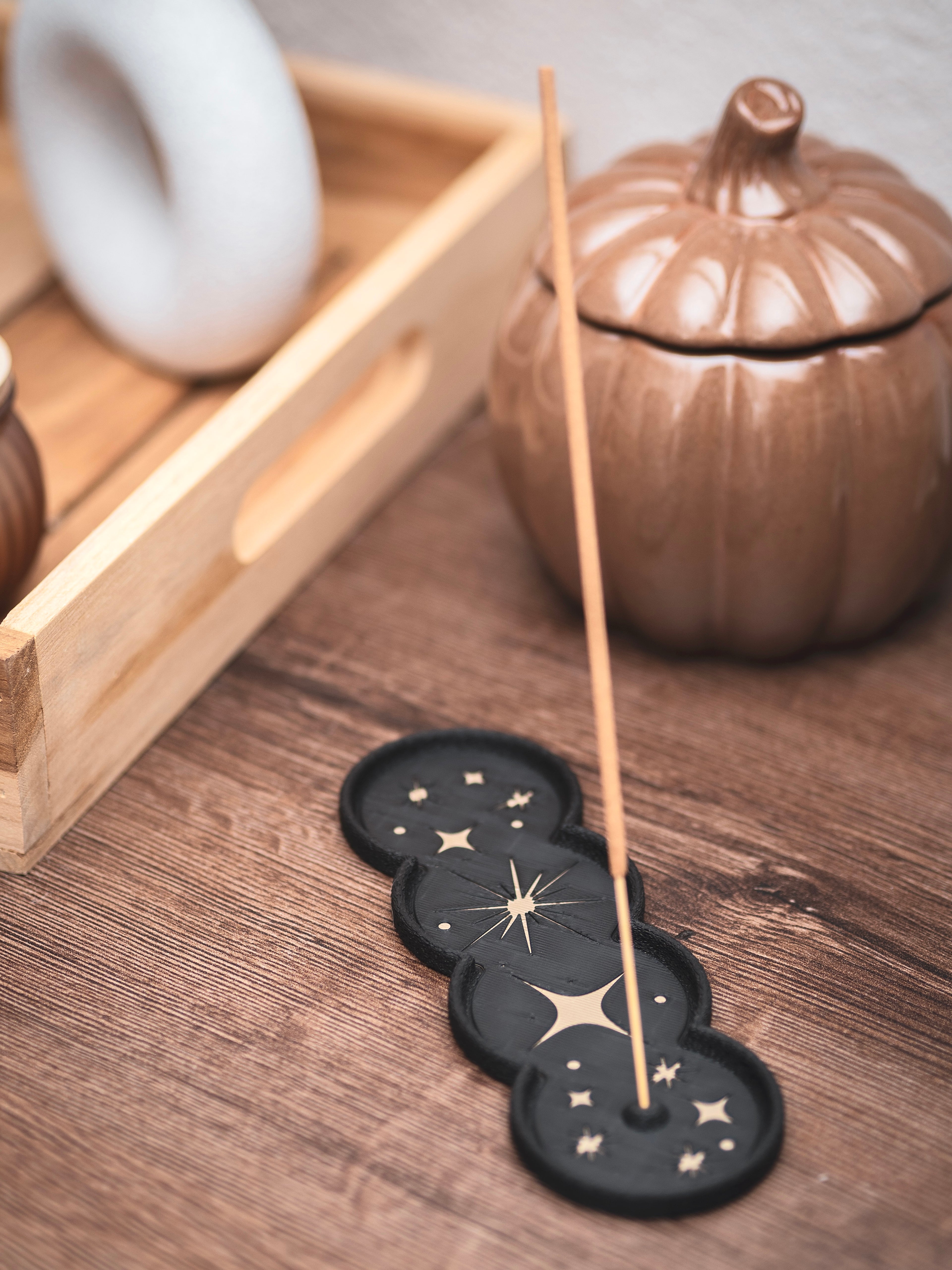 Räucherstäbchen Halter Sterne | 16 cm - schwarz iridiumgold