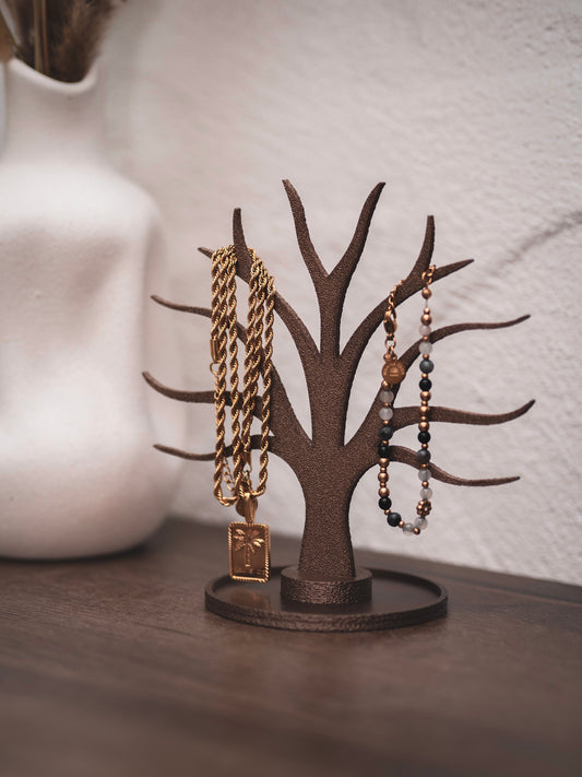 Schmuckständer Baum für Armbänder, Ringe, Earcuffs, Creolen mit Ablage