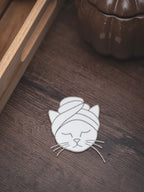 Katze mit Haarturban Schild zum kleben | in verschiedenen Farben