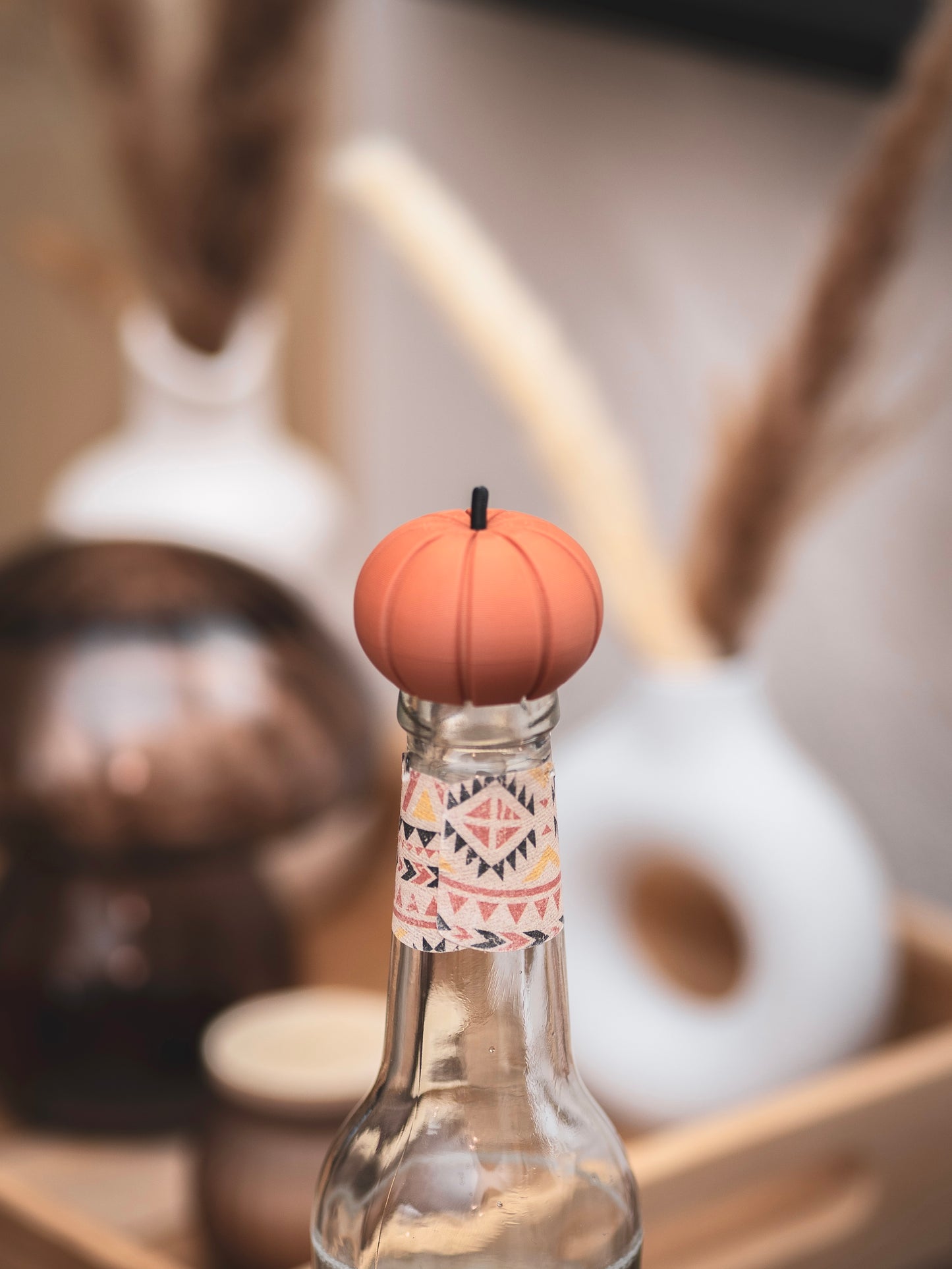 Flaschendeckel Kürbis für Bier, Limo & kl. Sektflaschen | terracotta & beige