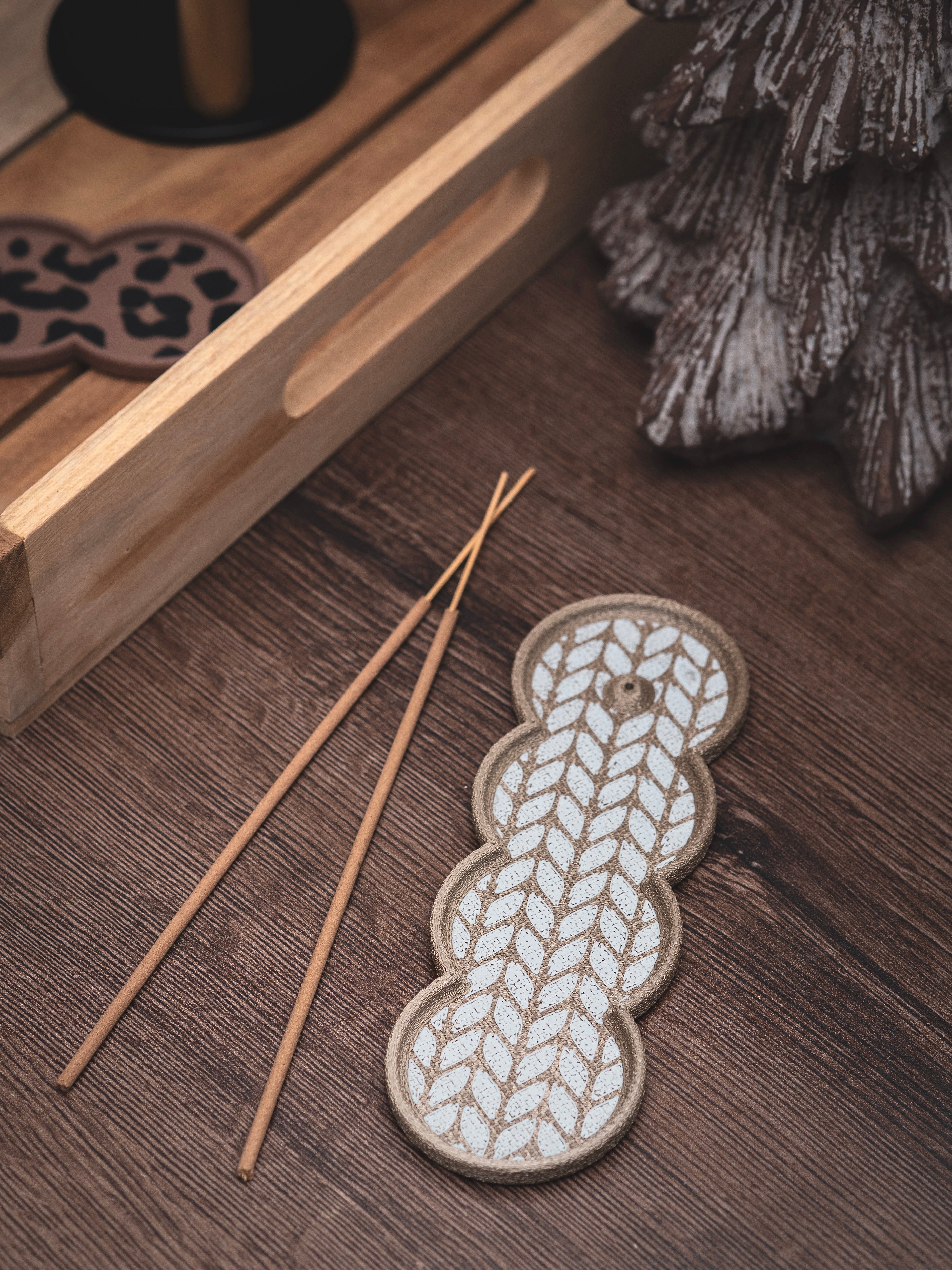 Räucherstäbchen Halter Strick | 16 cm - verschiedene Farben | + 1 Gratis Räucherstäbchen