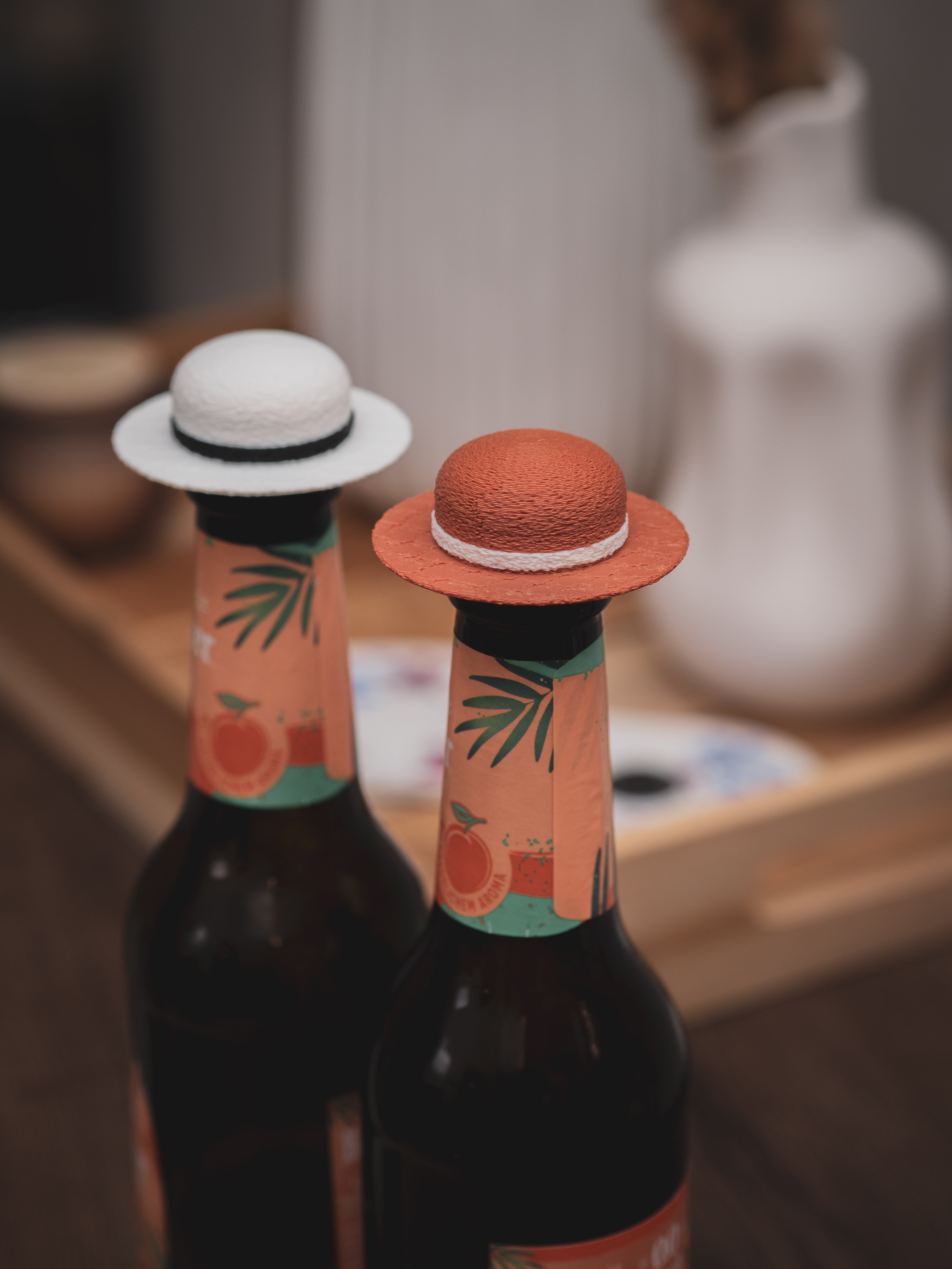 Flaschendeckel Sommerhut für Bier, Limo & kl. Sektflaschen | terracotta