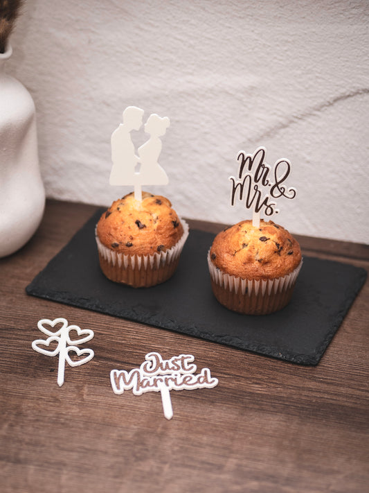 Muffin Topper Hochzeits-Set Mr. & Mrs. Just Married