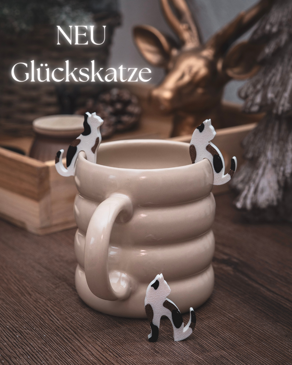 Teebeutelhalter Katze Set | 22 Farben | NEU Glückskatze